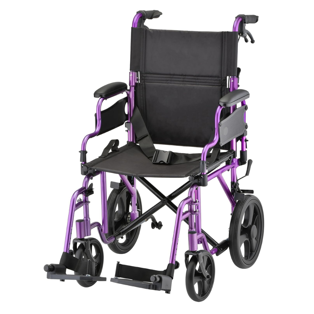 Nova Medical 353 Lightweight Transport Chair With One-Grip Locking Handbrakes - primehubstore.shop Transport Chairs