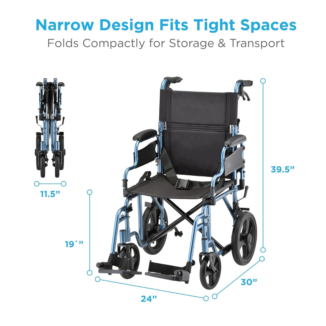 Nova Medical 353 Lightweight Transport Chair With One-Grip Locking Handbrakes - primehubstore.shop Transport Chairs