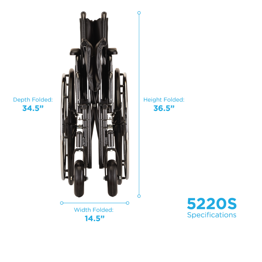 Nova Medical 5220 Steel Standard Extra Wide Wheelchairs - 22" Wide - primehubstore.shop Wheelchairs