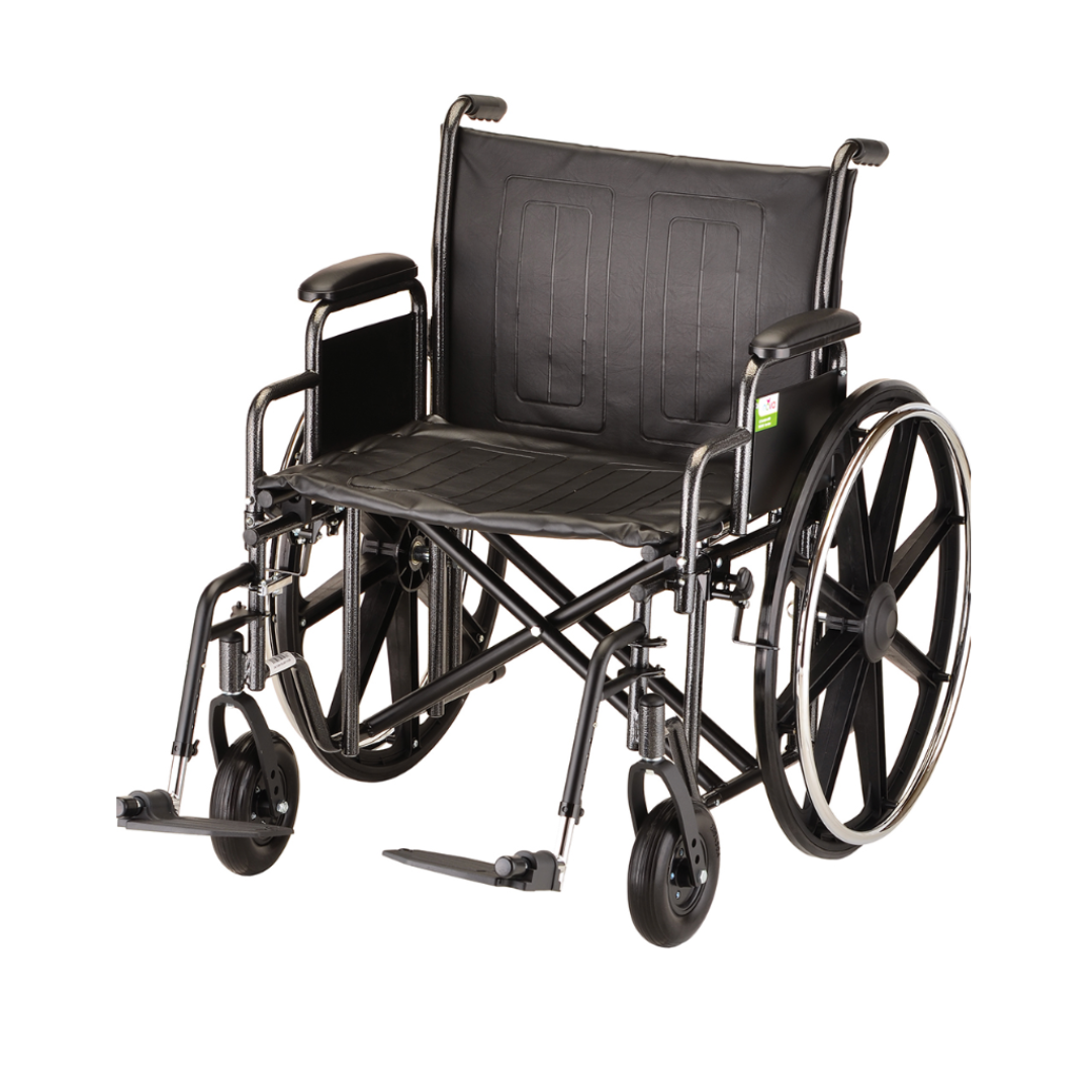 Nova Medical 5240S Extra Wide Steel Wheelchair with 24" Seat and Detachable Arms - primehubstore.shop Wheelchairs