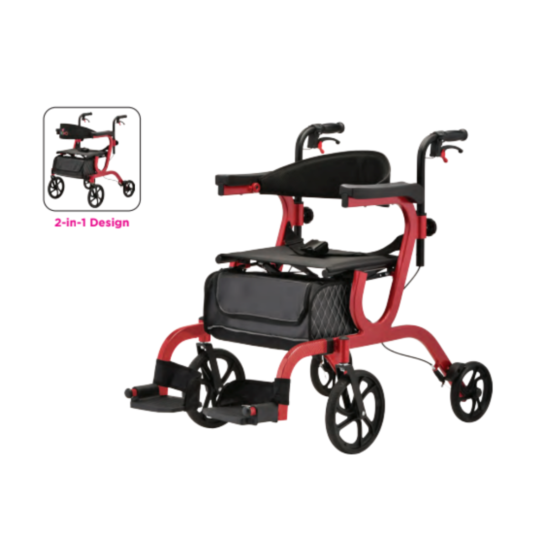 Nova Medical 4500 Gemini Hybrid 2-In-1 Walker Rollator & Transport Chair - primehubstore.shop Hybrid Transport Chair/Rollators
