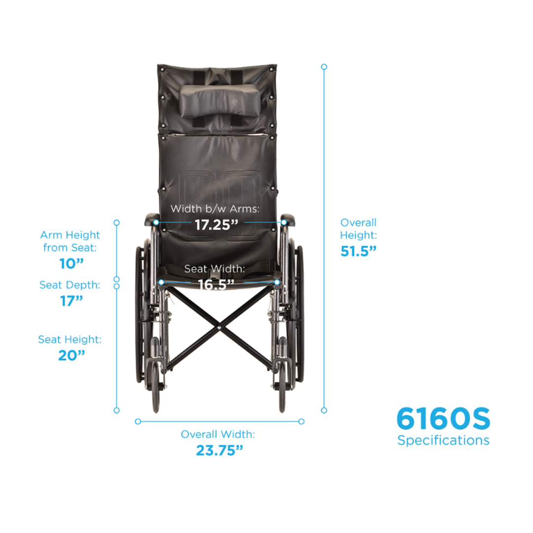 Nova Medical 6160 Reclining Wheelchair with Full Arms & Elevating Leg Rests - primehubstore.shop Wheelchairs