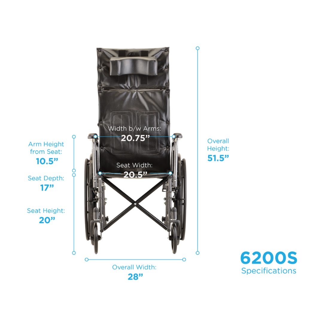 Nova Medical 6160 Reclining Wheelchair with Full Arms & Elevating Leg Rests - primehubstore.shop Wheelchairs