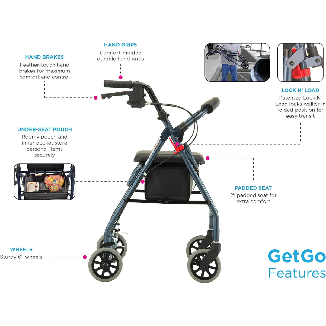 Nova Medical 4209 GetGo Junior Folding Lightweight Rollators with 6" Wheels - primehubstore.shop Rollators