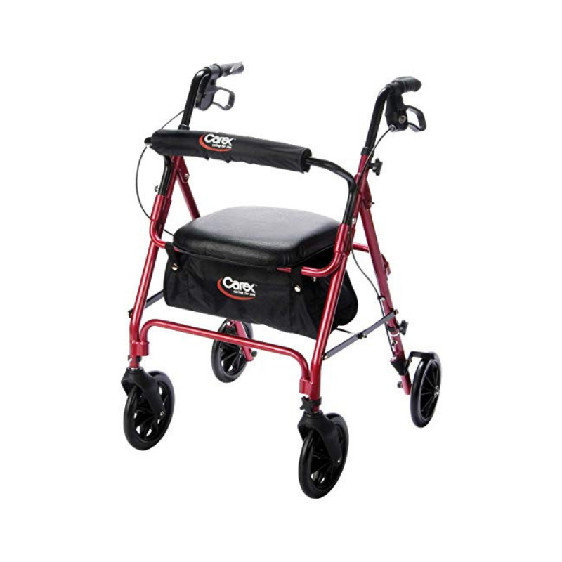 Carex Deluxe Folding Rolling Walker Rollator with Seat & Storage - primehubstore.shop Rollators