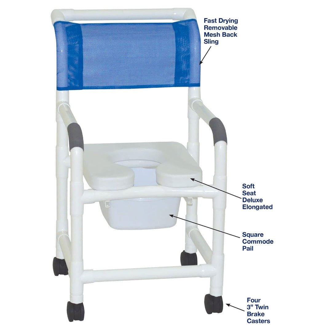 MJM International Standard Shower Chair with Soft Seat and Elongated Commode - primehubstore.shop Shower Chairs