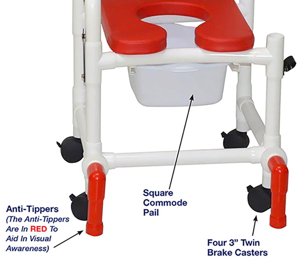 MJM Deluxe Shower Chair with Soft Elongated Commode Seat and Cushion - primehubstore.shop PVC Shower Chairs
