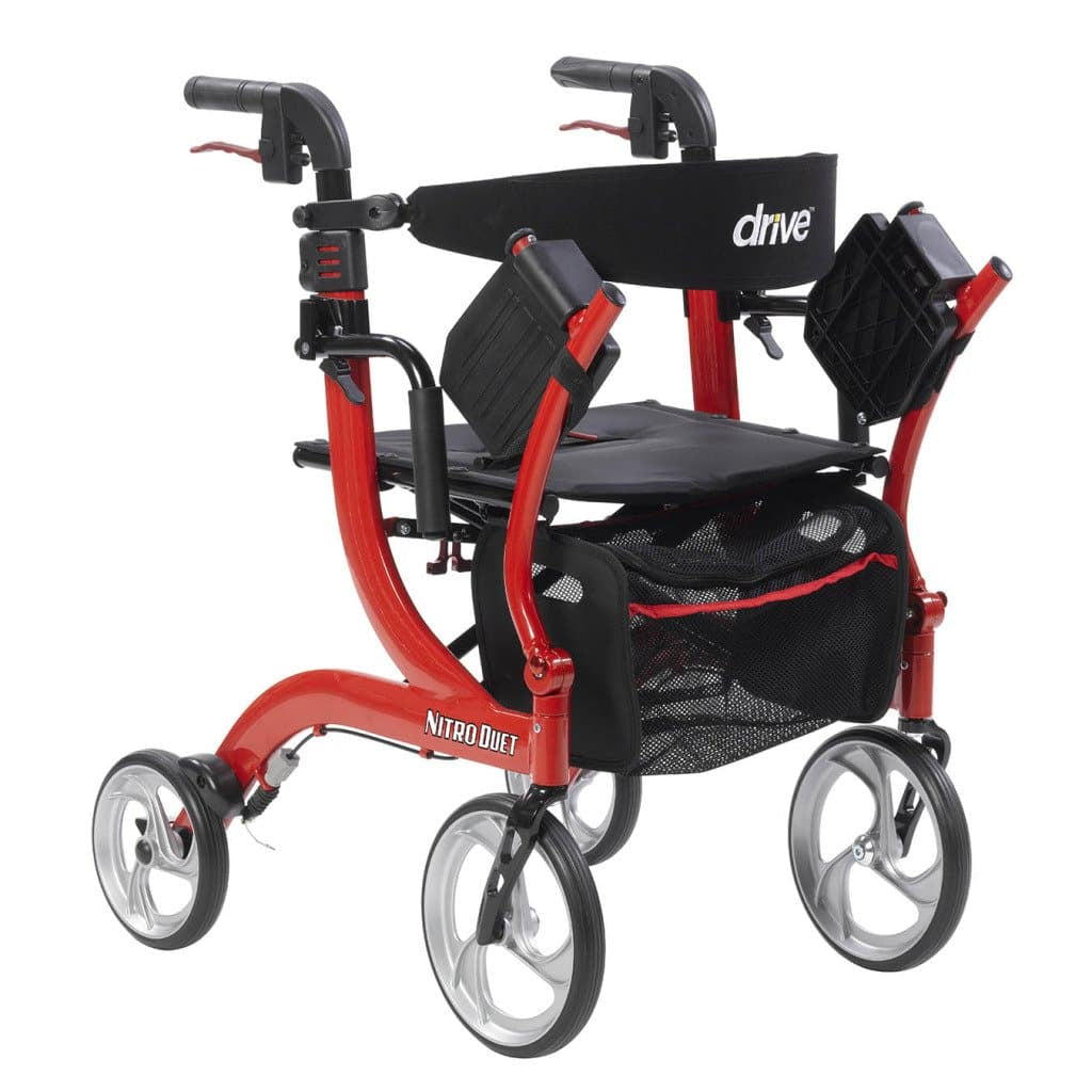 Drive Medical Nitro Duet Rollator and Transport Chair Hybrid - primehubstore.shop Hybrid Transport Chair/Rollators