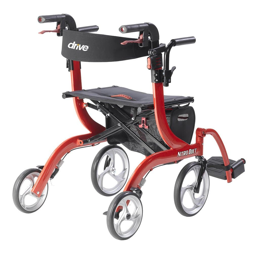 Drive Medical Nitro Duet Rollator and Transport Chair Hybrid - primehubstore.shop Hybrid Transport Chair/Rollators