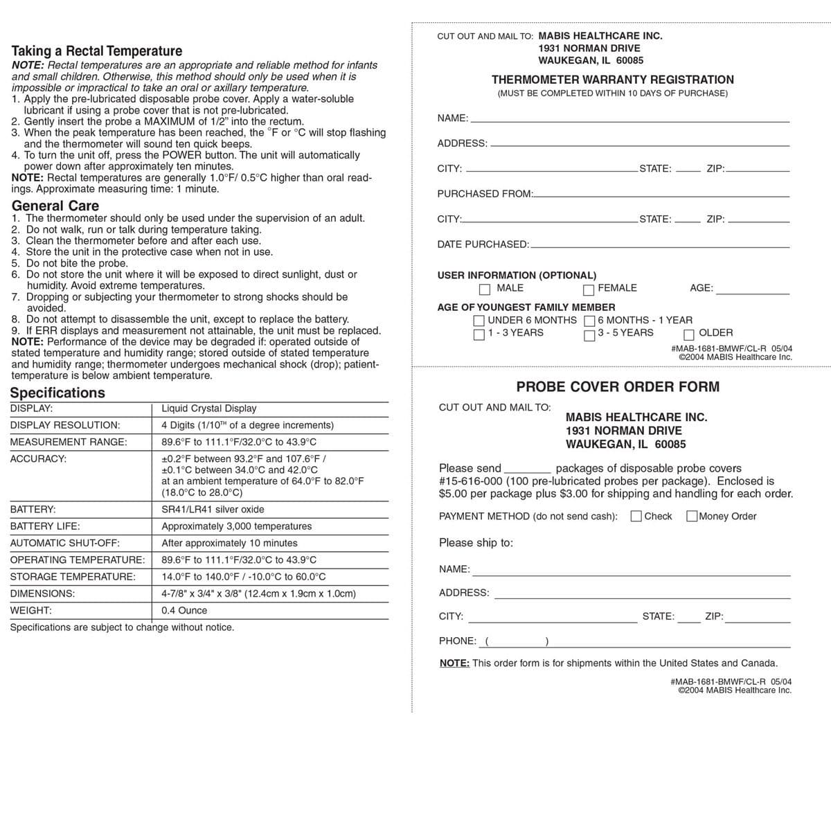 Mabis Hospi-Therm 60-Second Rectal Digital Thermometer - primehubstore.shop Digital Thermometers