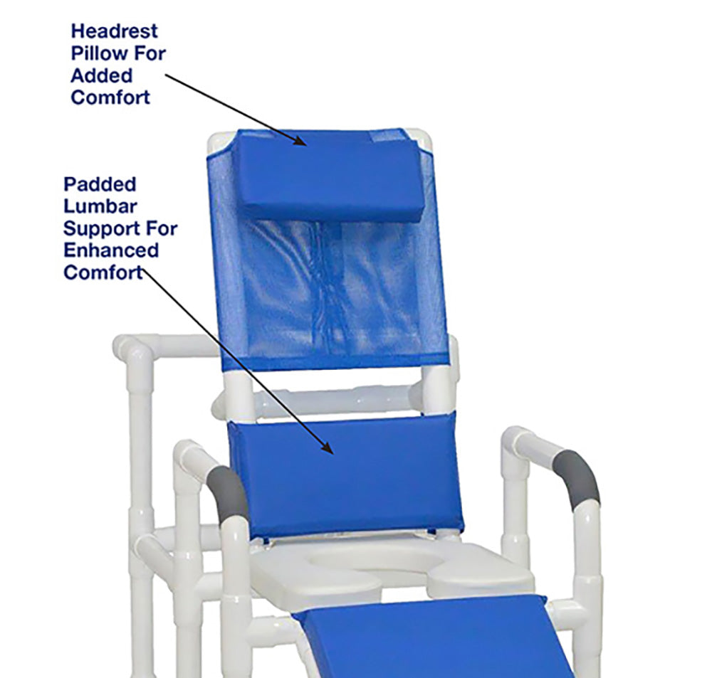 MJM International PVC Echo Reclining Padded Shower Chair with Commode Opening - primehubstore.shop PVC Shower Chairs