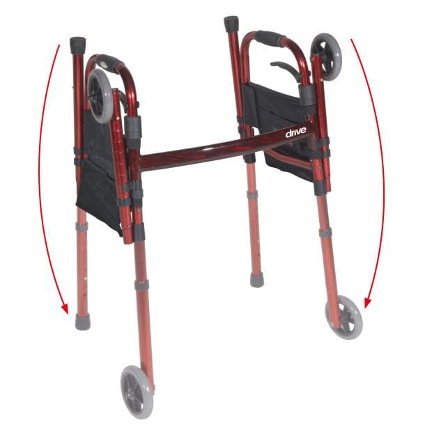 Drive Medical Portable Folding Travel Walker with 5 Wheels and Fold up Legs - primehubstore.shop Walkers