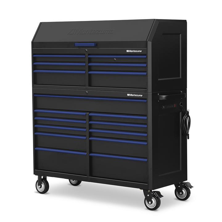 Montezuma 56 X 24 Inch Tool Box & Rolling Tool Cabinet With Multiple Power Outlets - primehubstore.shop Tool Cabinets