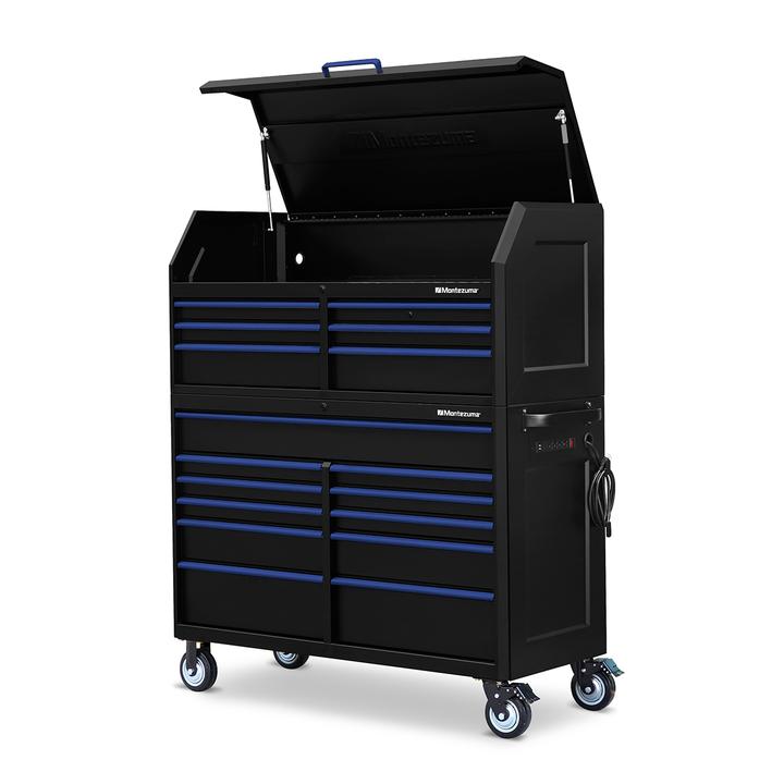 Montezuma 56 X 24 Inch Tool Box & Rolling Tool Cabinet With Multiple Power Outlets - primehubstore.shop Tool Cabinets