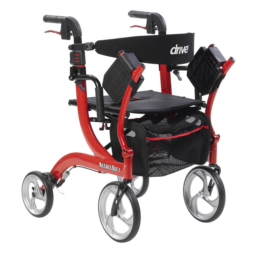 Drive Medical Nitro Duet Rollator and Transport Chair Hybrid - primehubstore.shop Hybrid Transport Chair/Rollators