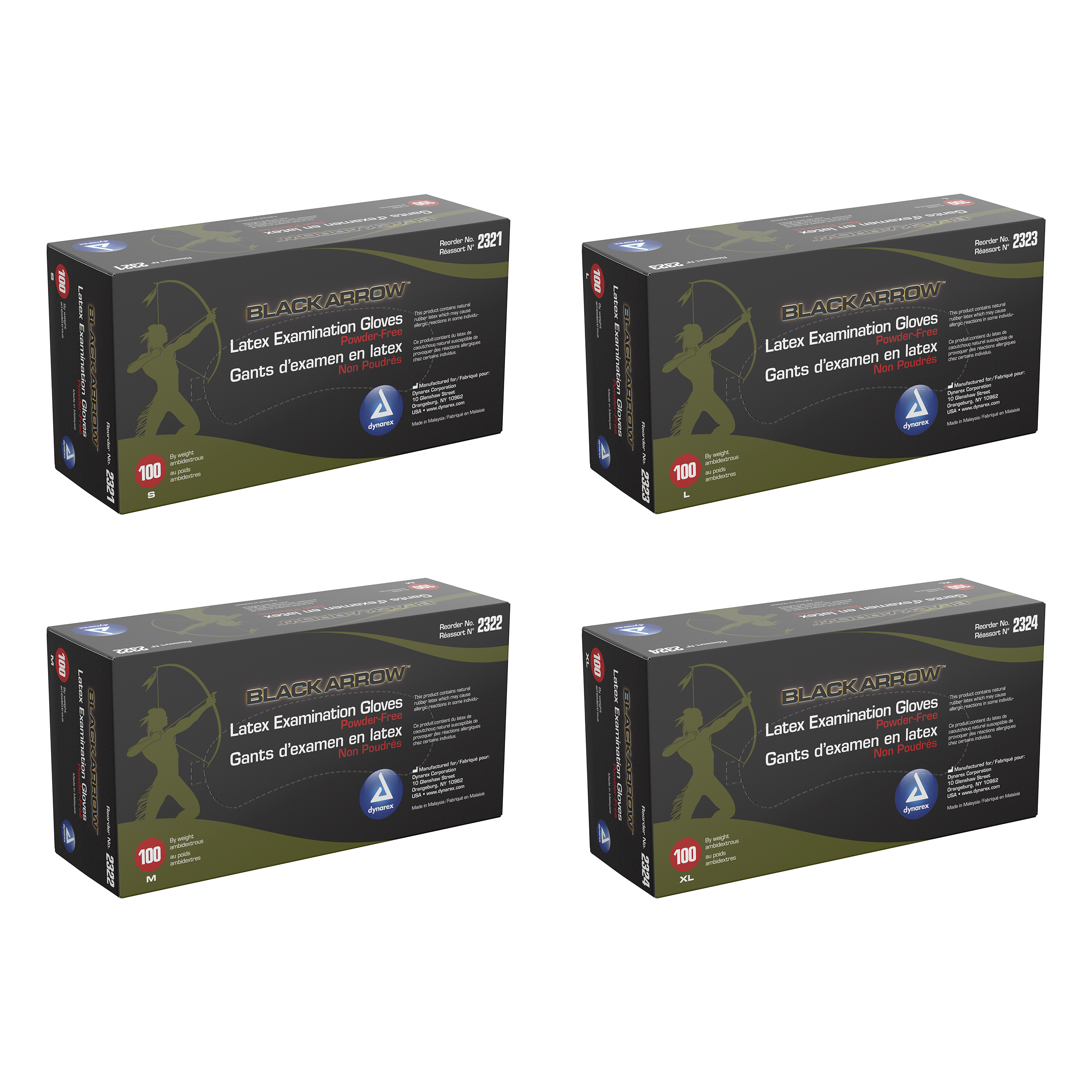 Dynarex Black Arrow Powder-Free Latex Exam Gloves - primehubstore.shop Latex Gloves