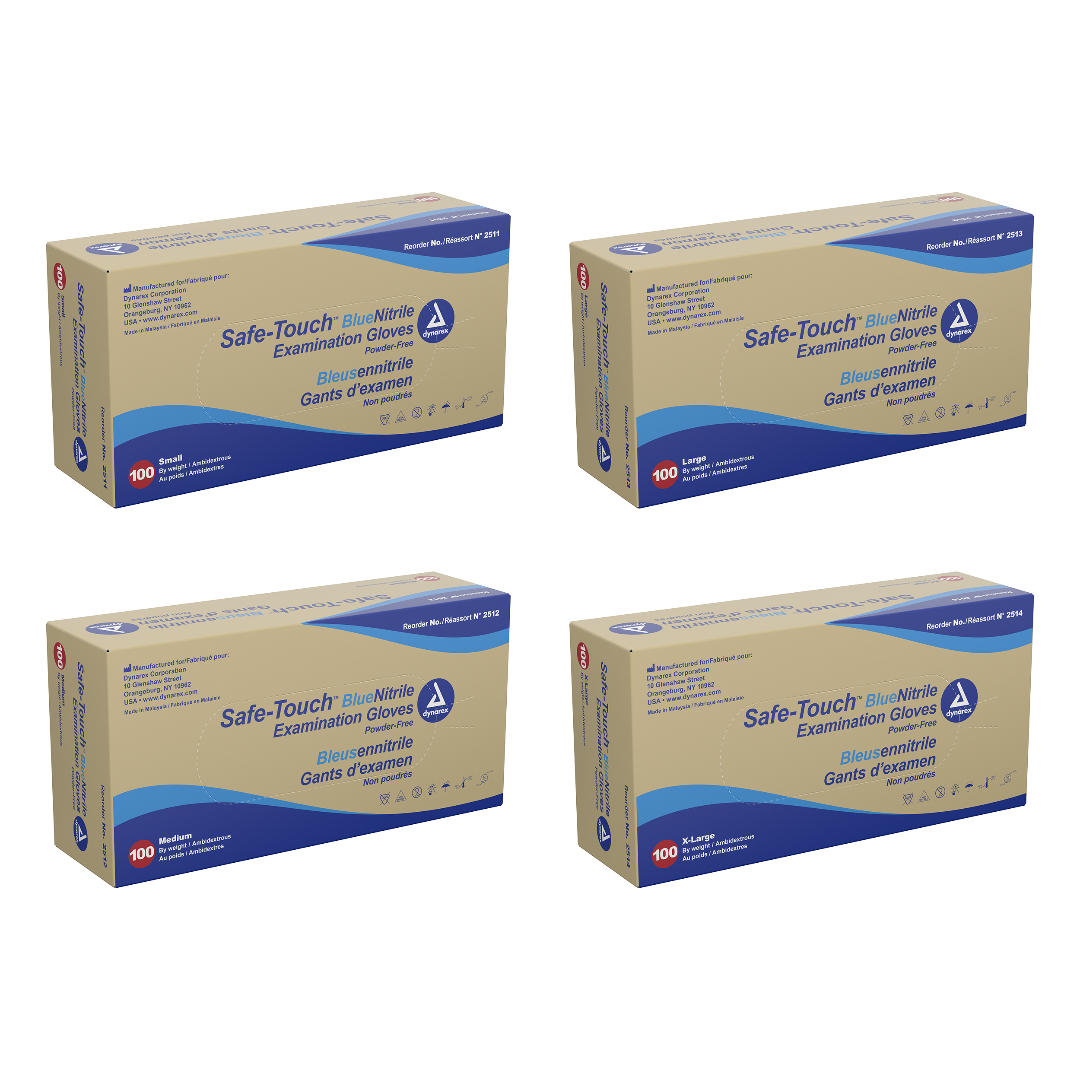 Dynarex Safe-Touch Blue Nitrile Exam Gloves - Powder-Free - primehubstore.shop Nitrile Gloves