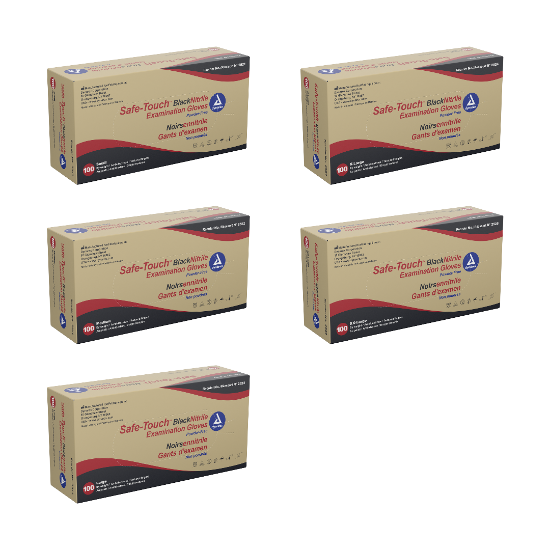 Dynarex Safe-Touch Black Nitrile Exam Gloves - Powder-Free - primehubstore.shop Exam Gloves