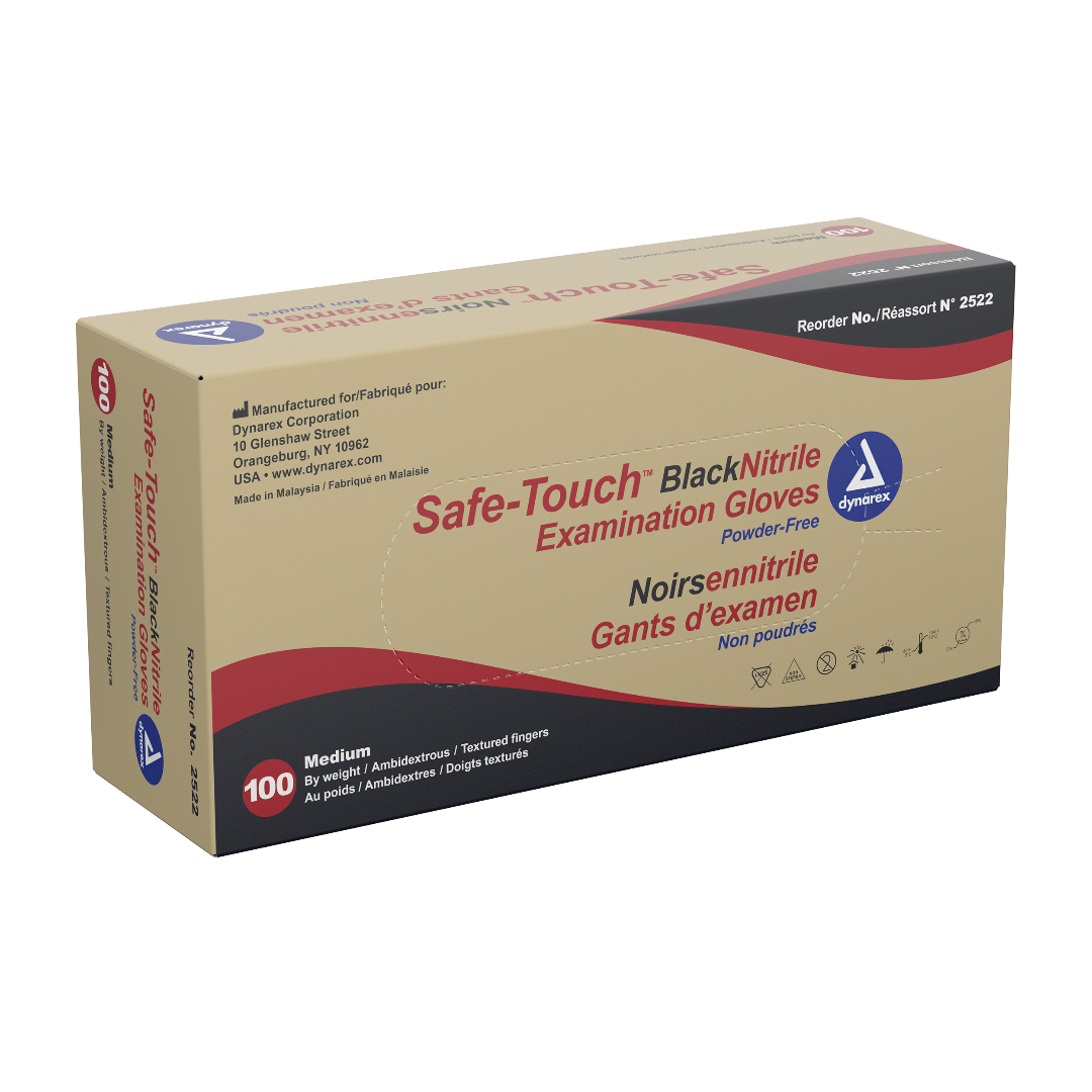 Dynarex Safe-Touch Black Nitrile Exam Gloves - Powder-Free - primehubstore.shop Exam Gloves