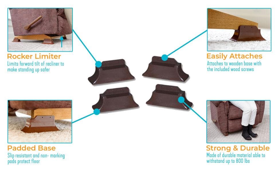 Stander Recliner Risers - Adaptable Slip Resistant Easy Chair Lifters - Set of 4 - primehubstore.shop Furniture Risers