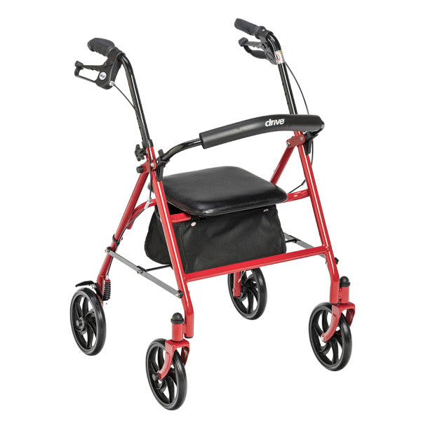 Drive Medical Four Wheel Walker Rollator with Fold Up Removable Back Support - primehubstore.shop Rollators