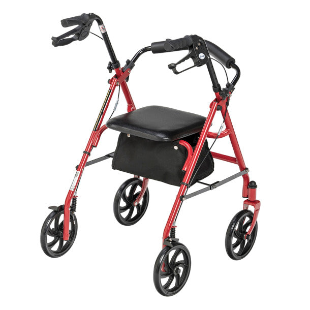 Drive Medical Four Wheel Walker Rollator with Fold Up Removable Back Support - primehubstore.shop Rollators