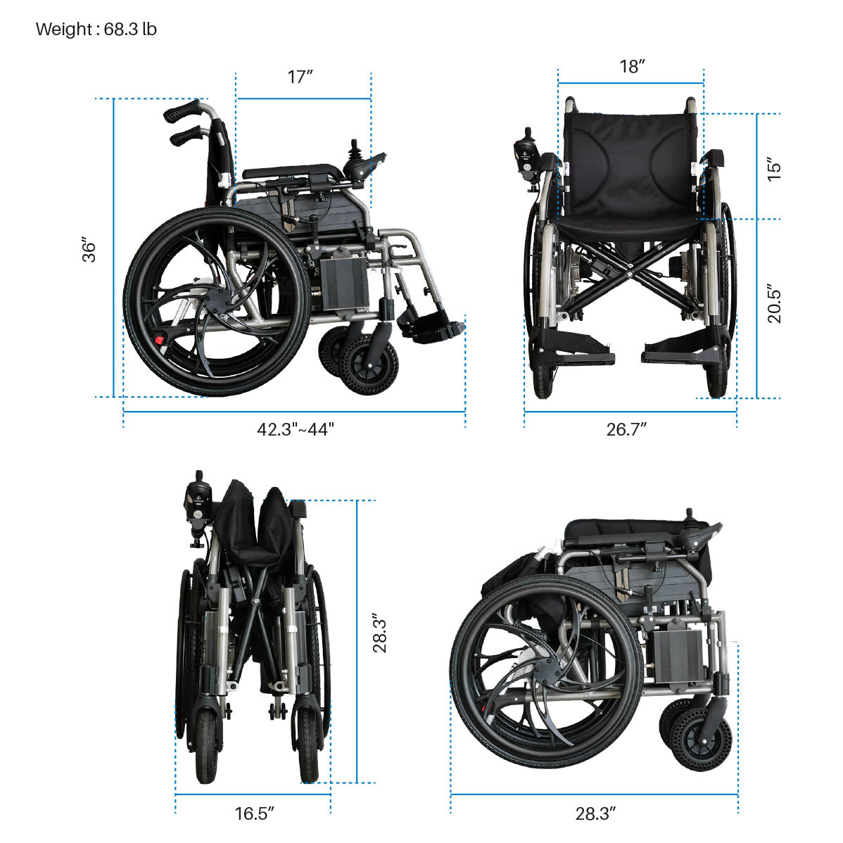 Foldawheel PW-800BM Lightweight Portable Power Wheelchair - primehubstore.shop Power Chairs