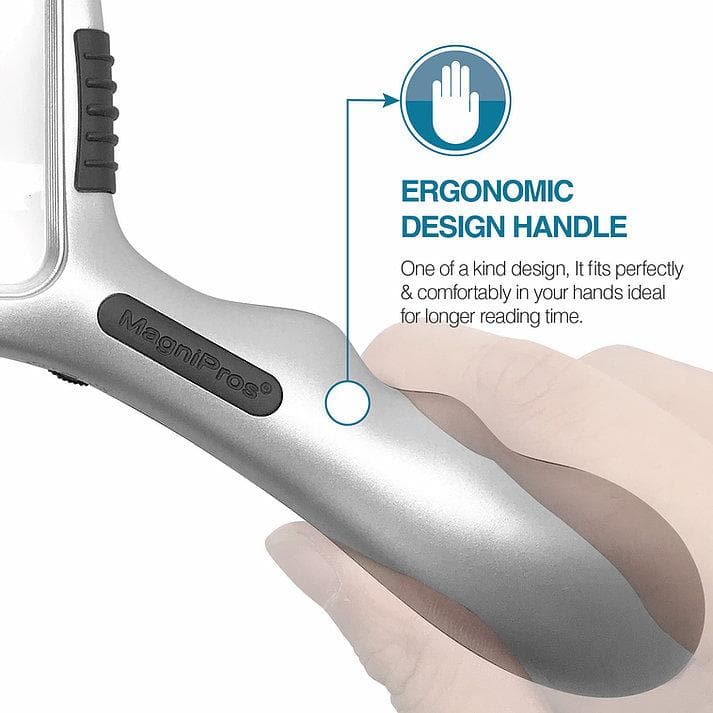 Magnipros Large 3X Magnifying Glass with 10 Dimmable LED Lights + Magnetic Base - primehubstore.shop Handheld Magnifiers