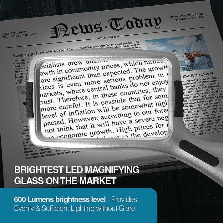 Magnipros Large 3X Magnifying Glass with 10 Dimmable LED Lights + Magnetic Base - primehubstore.shop Handheld Magnifiers
