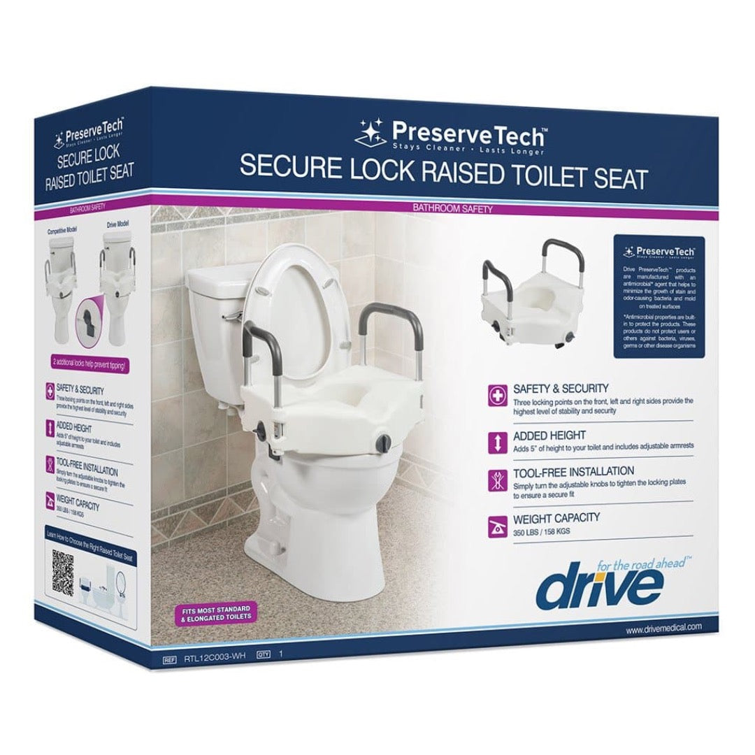 Drive Medical PreserveTech™ Secure Lock Raised Toilet Seat - primehubstore.shop Raised Toilet Seats