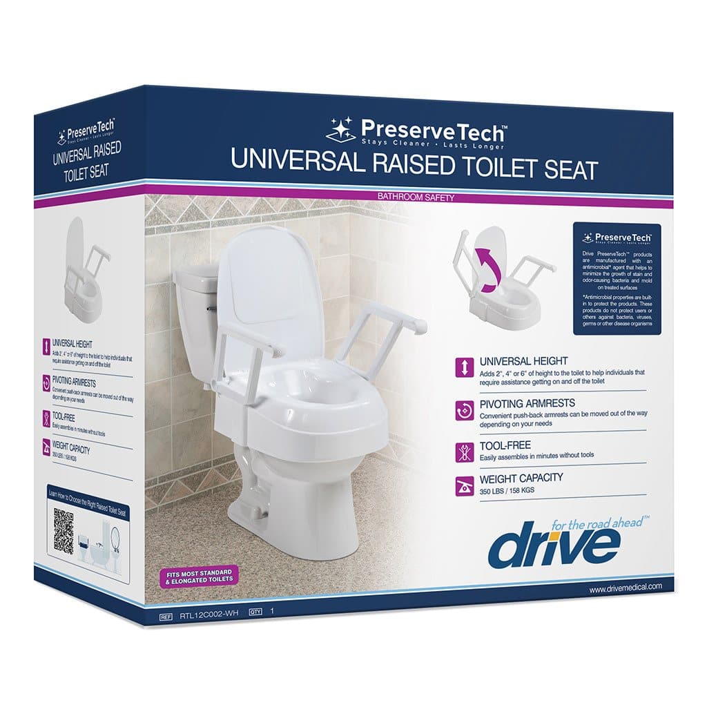 Drive Medical PreserveTech™ Universal Raised Toilet Seat with Raisable Arms - primehubstore.shop Raised Toilet Seats