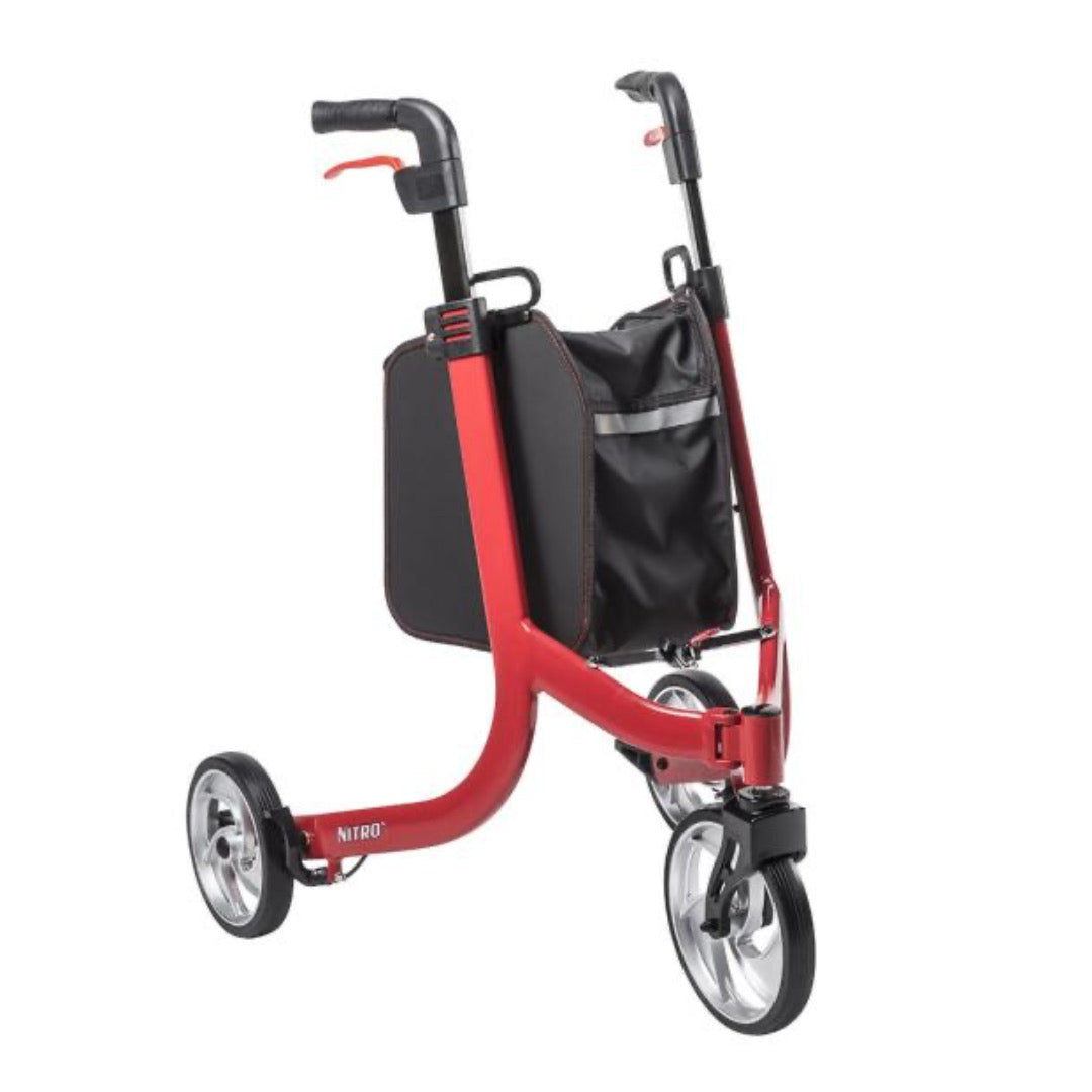Drive Medical Nitro™ 3-Wheel Folding Rollator - Euro Style Walker - primehubstore.shop Rollators