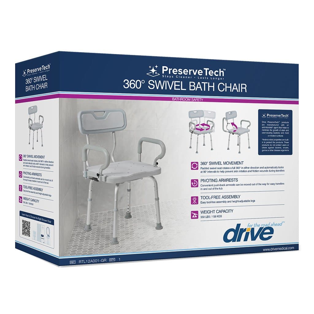 Drive Medical PreserveTech™ 360° Swivel Bath Chair For Safe Transfer - primehubstore.shop Shower Chairs