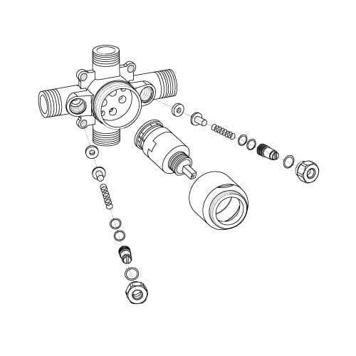 Pulse ShowerSpas Tru-Temp Mixing Valve - Pressure Balance Rough-In Valve Trim Kit - Round, 1/2" NPT - primehubstore.shop Shower Valves