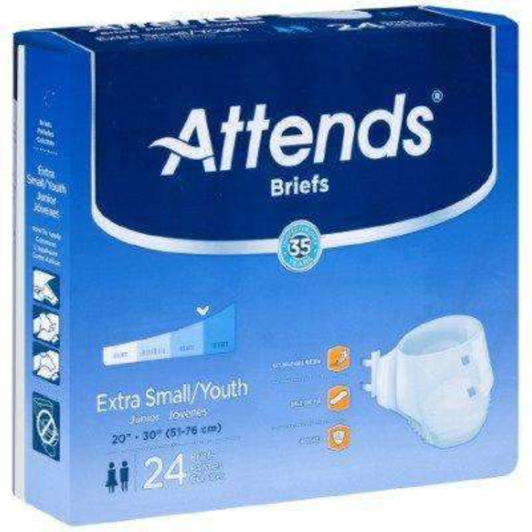 Attends Heavy Absorbency Unisex Extra Small Briefs - Case of 96 - primehubstore.shop Incontinence