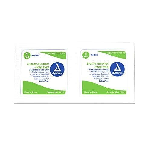 Dynarex Latex Free Sterile Disposable Alcohol Preparation Pads - Medium - primehubstore.shop Alcohol Wipes