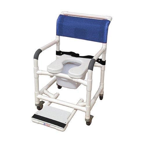 MJM International Wide Shower Chair with Total Lock Casters, Soft Seat, Safety Belt, Commode Pail and Slide Out Footrest - primehubstore.shop Shower Chairs