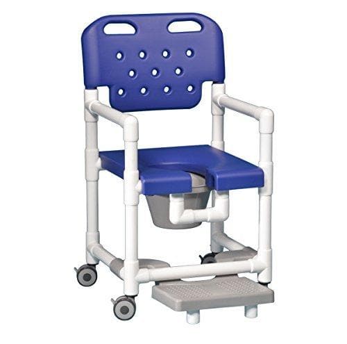 IPU Elite Rolling PVC Shower Chair Commode with Slide-Out Footrests - primehubstore.shop PVC Shower Chairs
