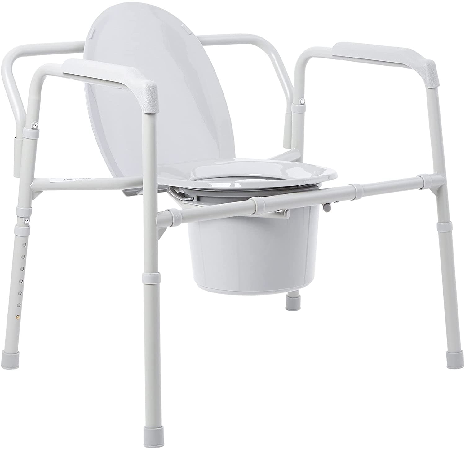 McKesson Bariatric Folding Steel Bedside Commode Chair with Fixed Arms - primehubstore.shop Commodes