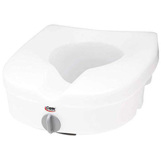 Carex E-Z Lock Raised Toilet Seat - 5 Inches Riser For Round Or Elongated Toilets - primehubstore.shop Raised Toilet Seats