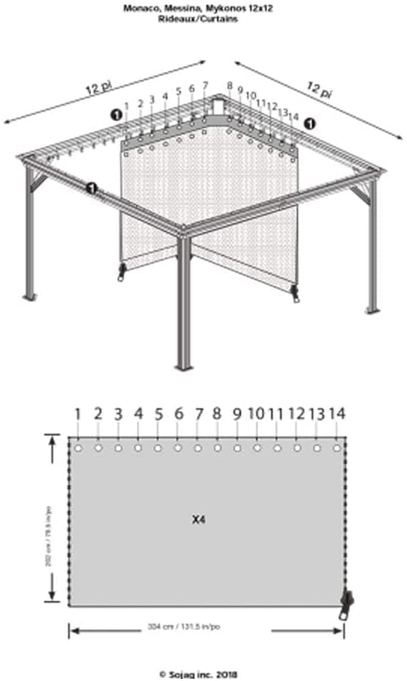 Sojag Set of 4 Curtains for Monaco/Messina/Mykonos Outdoor Gazebo's - Open Box - primehubstore.shop Gazebo Covers