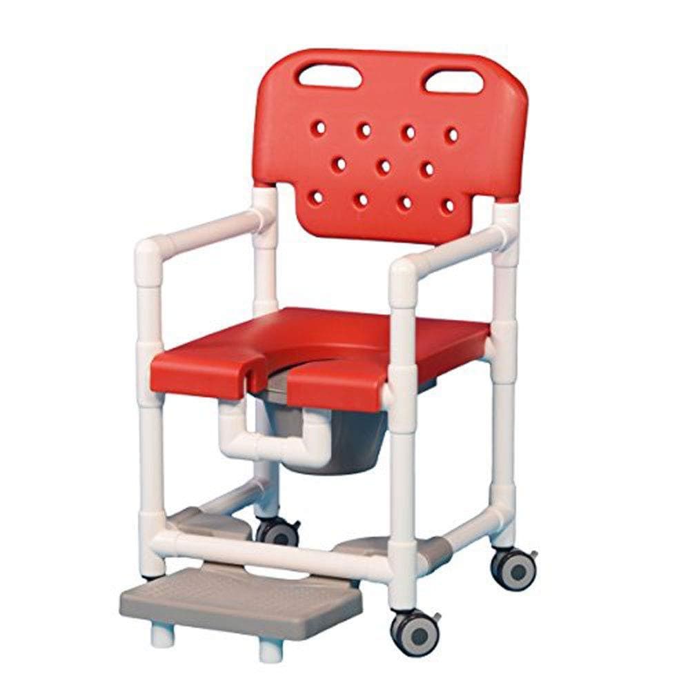 IPU Elite Rolling PVC Shower Chair Commode with Slide-Out Footrests - primehubstore.shop PVC Shower Chairs
