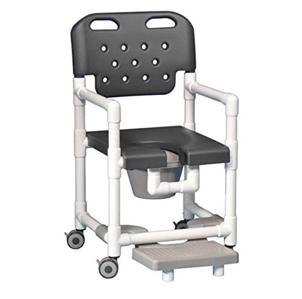 IPU Elite Rolling PVC Shower Chair Commode with Slide-Out Footrests - primehubstore.shop PVC Shower Chairs