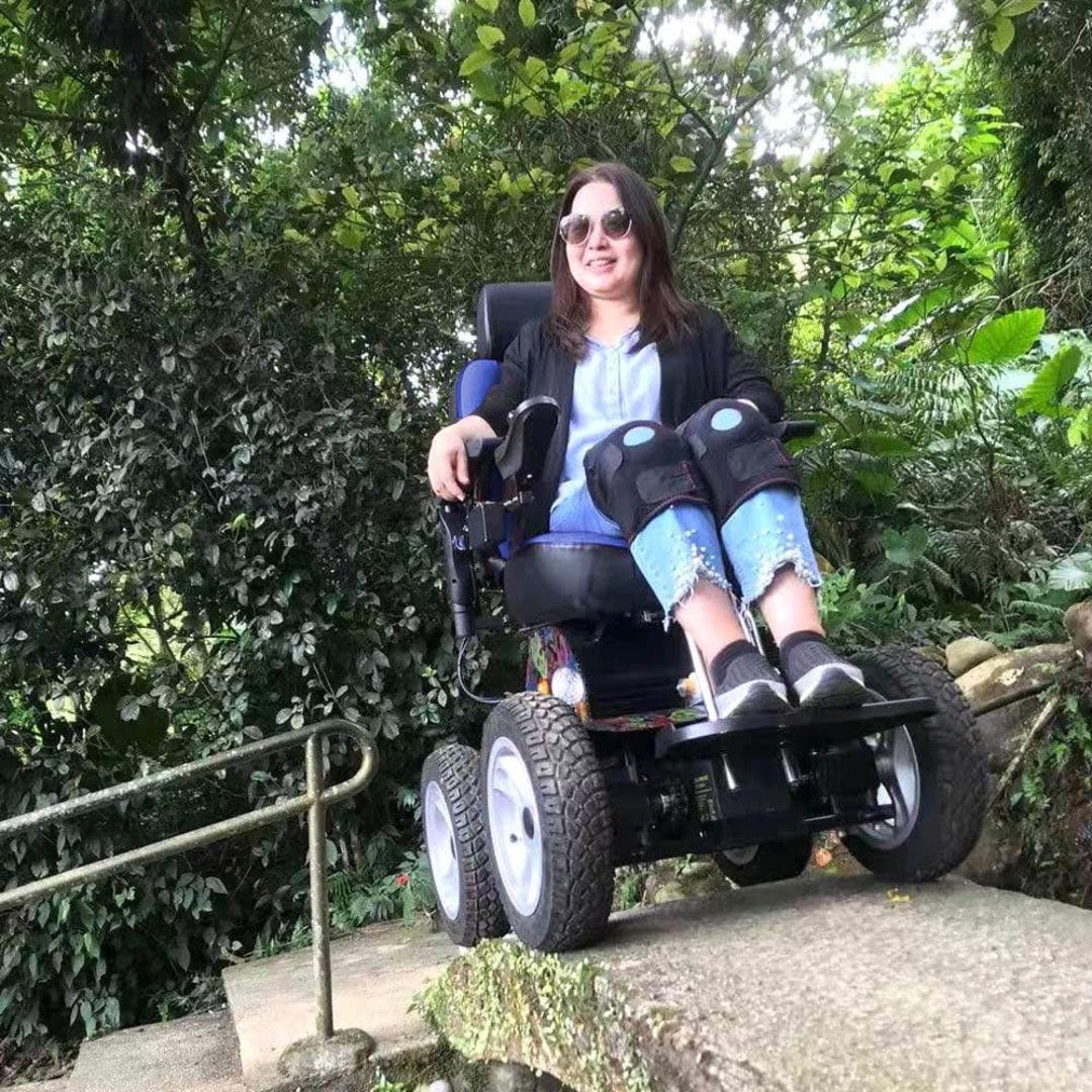 Foldawheel 4X4 All Terrain Indoor Outdoor 4 Wheel Drive Stair Climbing Gyroscope Power Electric Wheelchair - primehubstore.shop Power Chairs