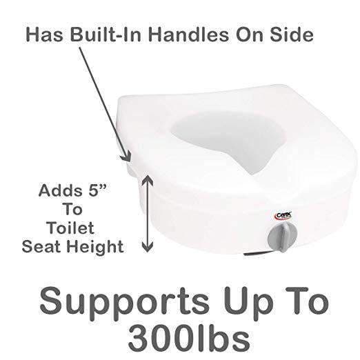 Carex E-Z Lock Raised Toilet Seat - 5 Inches Riser For Round Or Elongated Toilets - primehubstore.shop Raised Toilet Seats