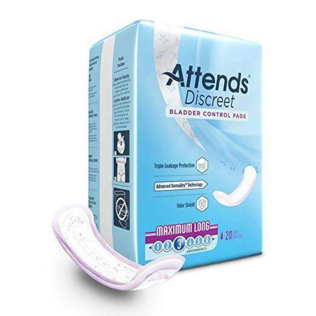 Attends Discreet Incontinence Care Women's Bladder Control Pads with Advanced DermaDry Technology - primehubstore.shop Incontinence