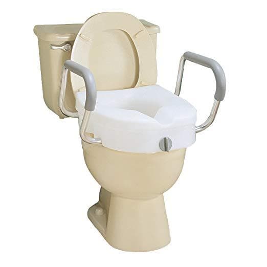 Carex E-Z Lock Raised Toilet Seat with Handles - 5 Inch Toilet Seat Riser with Arms - primehubstore.shop Raised Toilet Seats