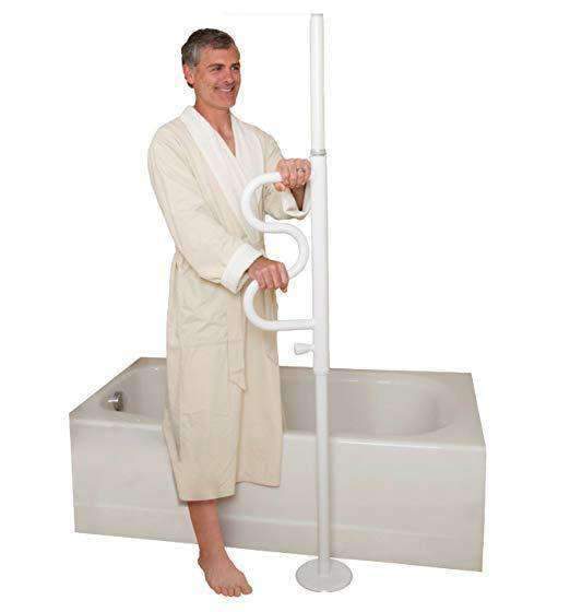 Stander Security Pole & Curve Grab Bar - Elderly Tension Mounted Transfer Pole & Bathroom Assist Grab Bar - primehubstore.shop Security poles
