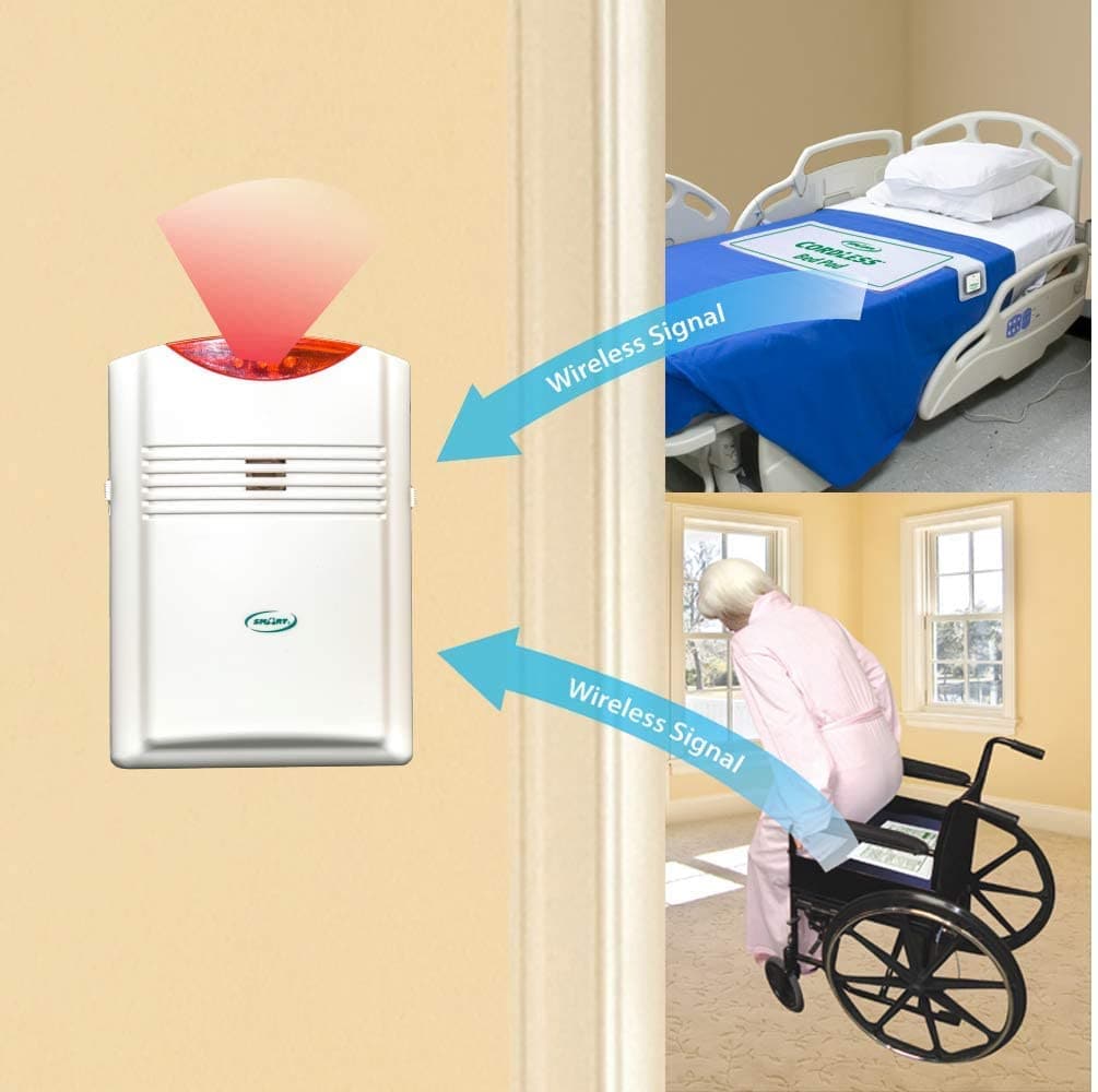 Smart Caregiver Cordless Bed and Chair Exit System - Includes Monitor with 20in x 30in Bed Pad and 10in x 15in Chair Pad - primehubstore.shop Motion Sensors