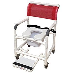 MJM International Wide Shower Chair with Total Lock Casters, Soft Seat, Safety Belt, Commode Pail and Slide Out Footrest - primehubstore.shop Shower Chairs